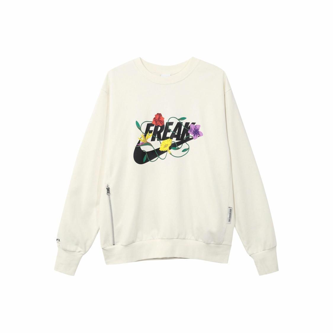 Nike Men s Casual Crewneck Printed Long-Sleeve Sweatshirt in Off-White S