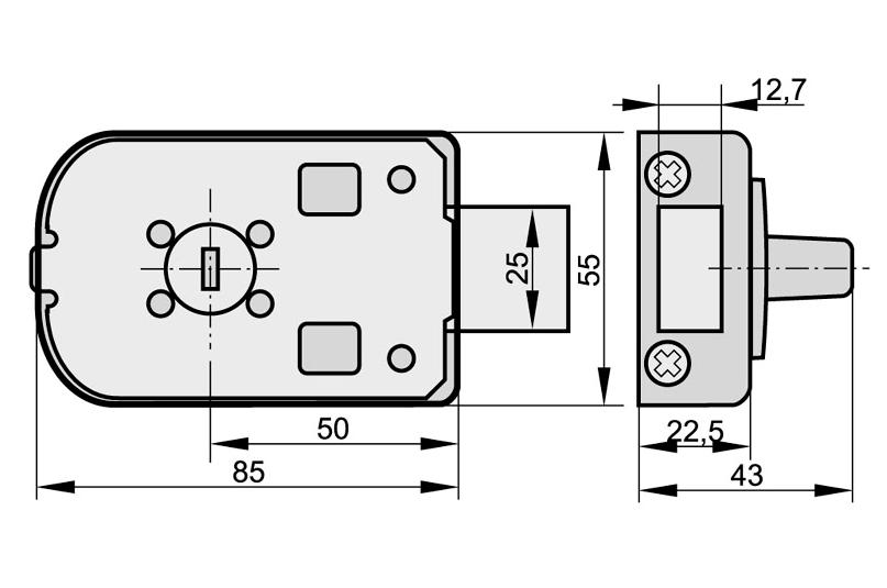 Minos Aufputzschloss Mit 50mm Zylinder Weiß - Mp Zn Mi5Bi