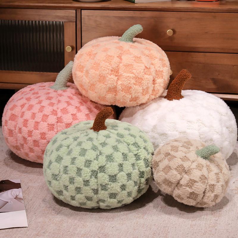 Lattice Pumpkin Pattern Plush Toy Vegetable Stuffed Doll Decoration Gift Kids