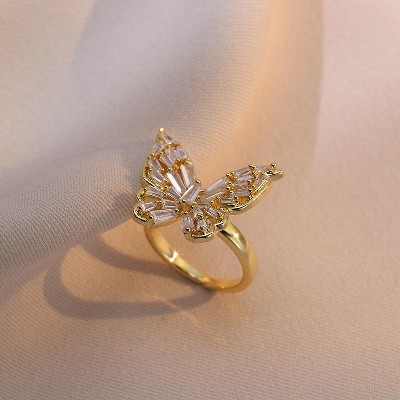 

Adjustable Women s Zircon Butterfly Ring - Sweet Niche Design for Index Finger