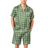 Men's Short Sleeve Button Down Pajama Set with Shorts Soft Casual Sleepwear Lounge Set Available in Sizes S to XXXXL