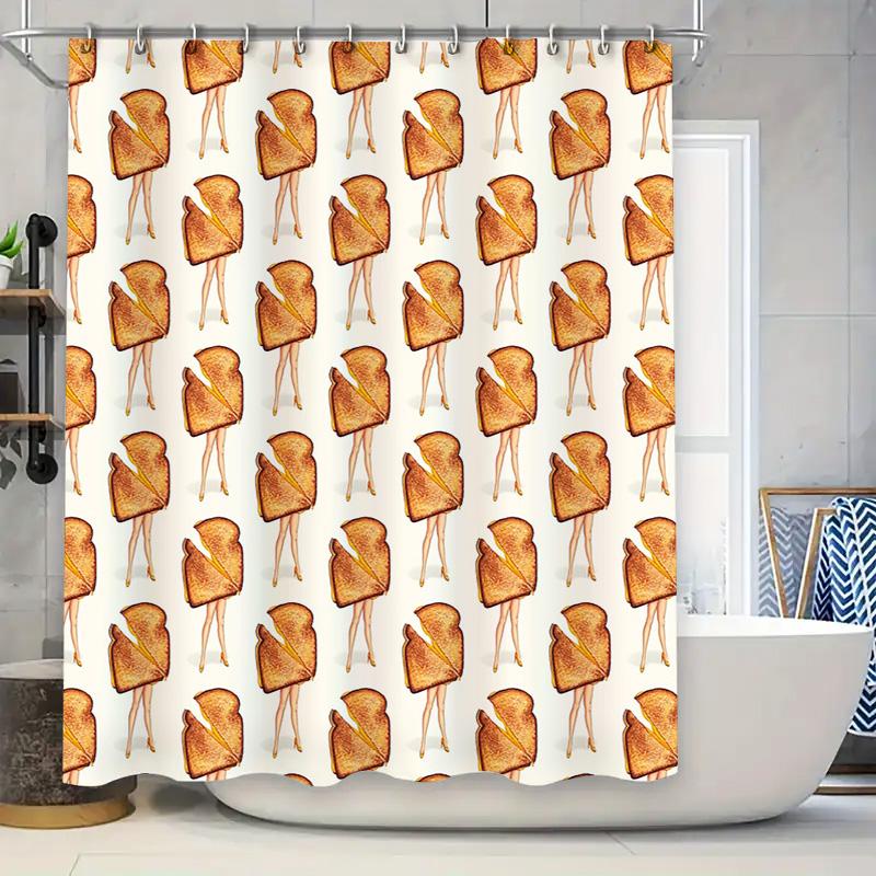 

Bathroom Shower Curtain Modern Abstract Bread Pattern Waterproof Fabric Decor Washable Vintage Farmhouse Style Home W60H190(CM)-1 Pcs