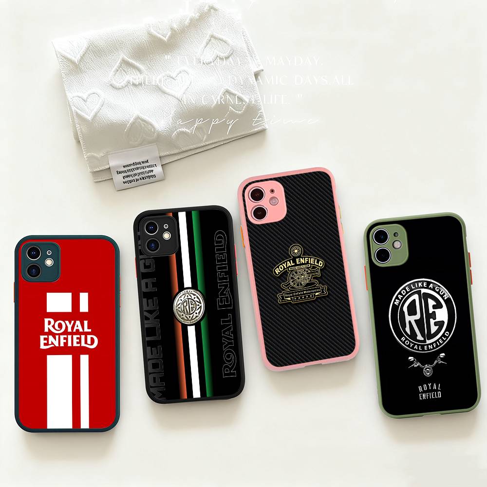 R-ROYALS E-ENFIELDS Logo For IPhone 11 12 13 14 15 16 Pro Max Plus X XS MAX Shockproof Matte Back Cover
