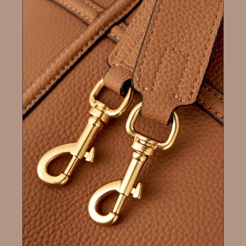 Niche Texture Versatile First-layer Cowhide Commuting Large-capacity Bucket Bag Elegant Single Shoulder Oblique Span Bag