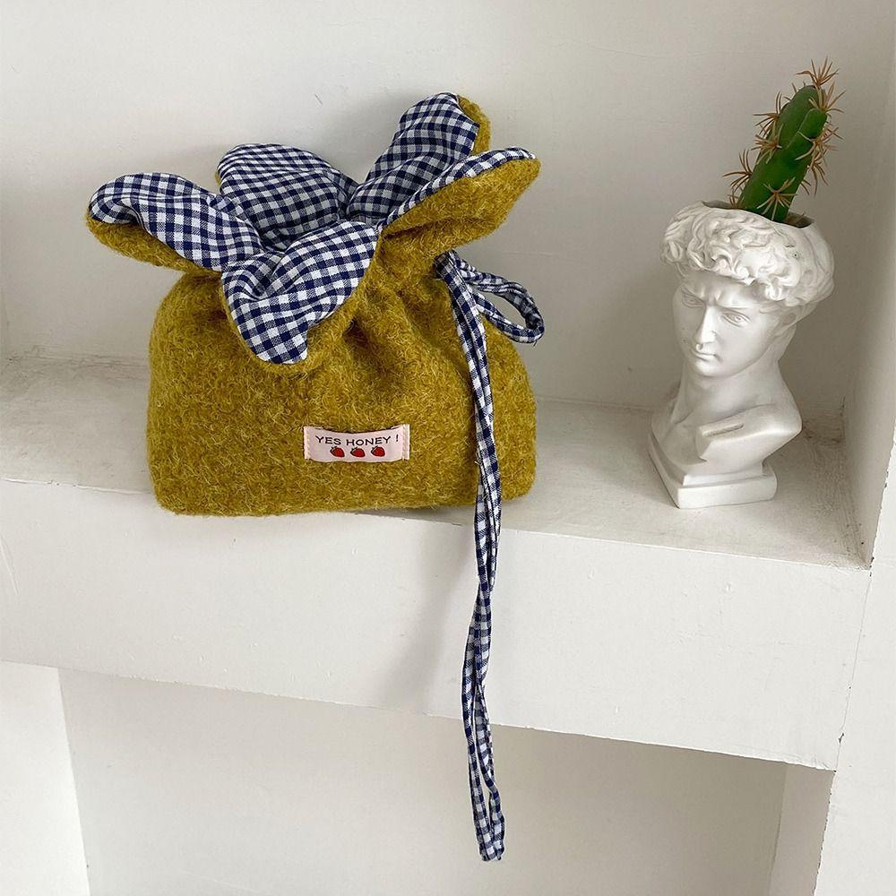 Storage Bag Plush Flower Drawstring Bag Korean Style Small Crossbody Bag Phone Bag Student