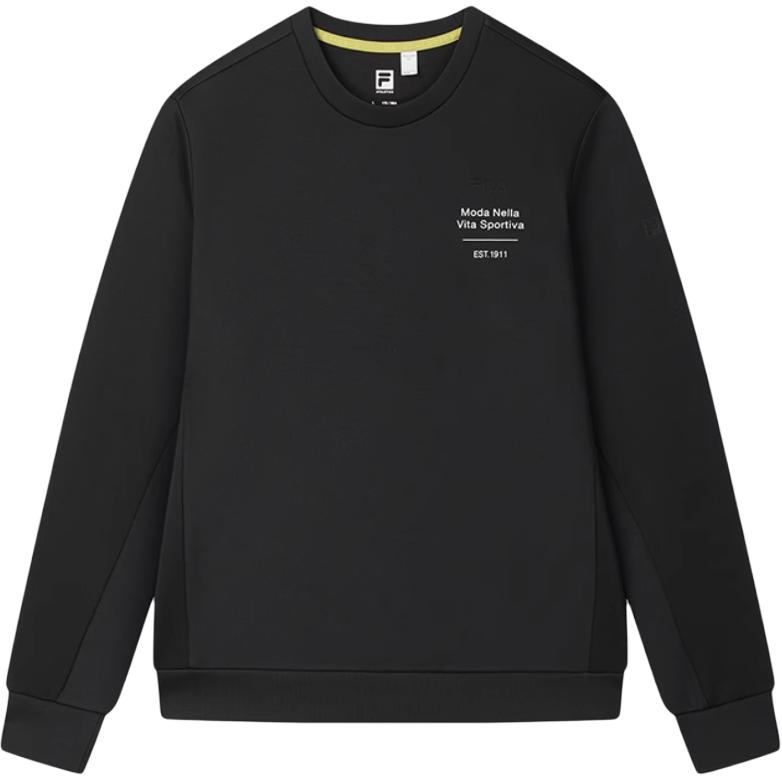 FILA Fitness Sports Simple Knitted Long Sleeve Sweatshirt Men sweatshirt Deep-Black A11M511218F-BK