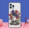 Skull Crow Flower Phone Case For iPhone 17 Air 16 15 14 11 12 13 Pro Max 13 mini 15 16 Plus 16e Bumper Cover