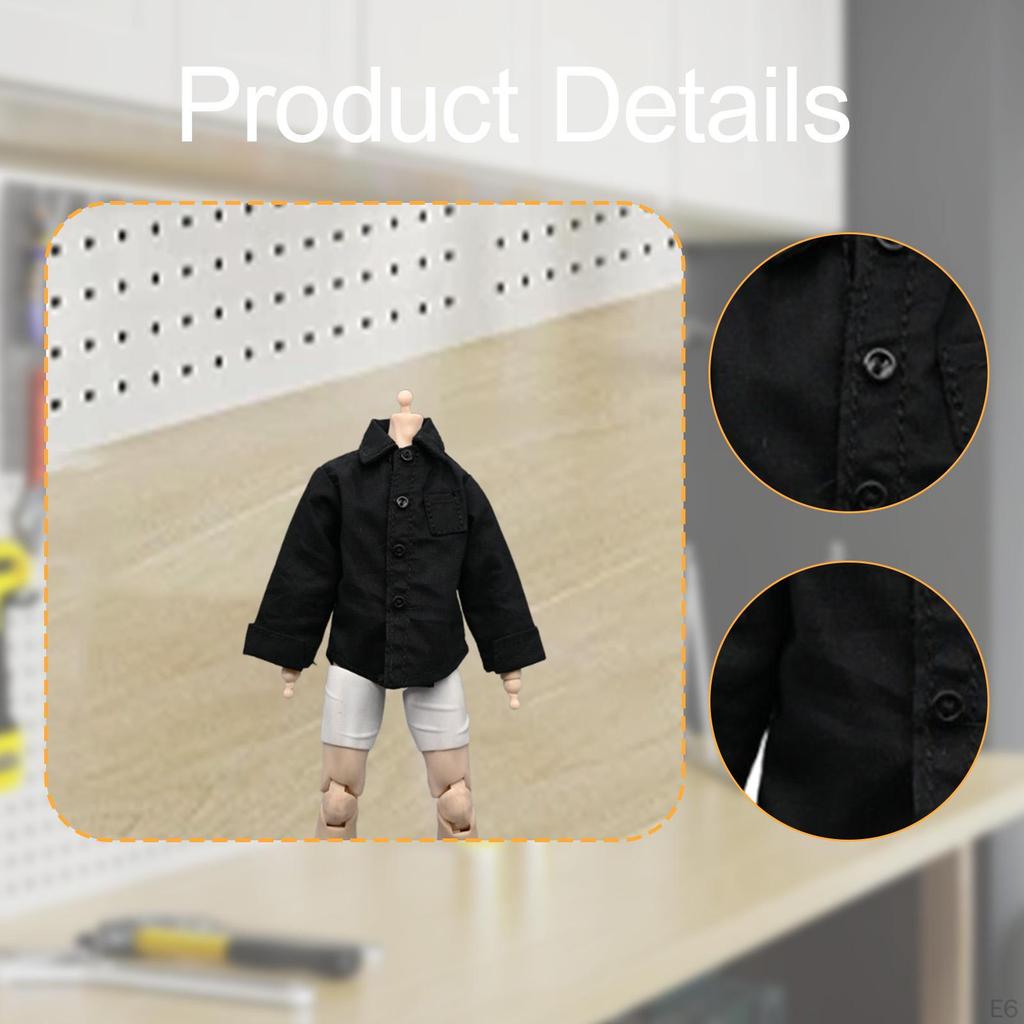 1/ Figure Shirt 6 inch Male Clothes Realistic Miniature Soft Cosplay Model DIY Doll Dressing