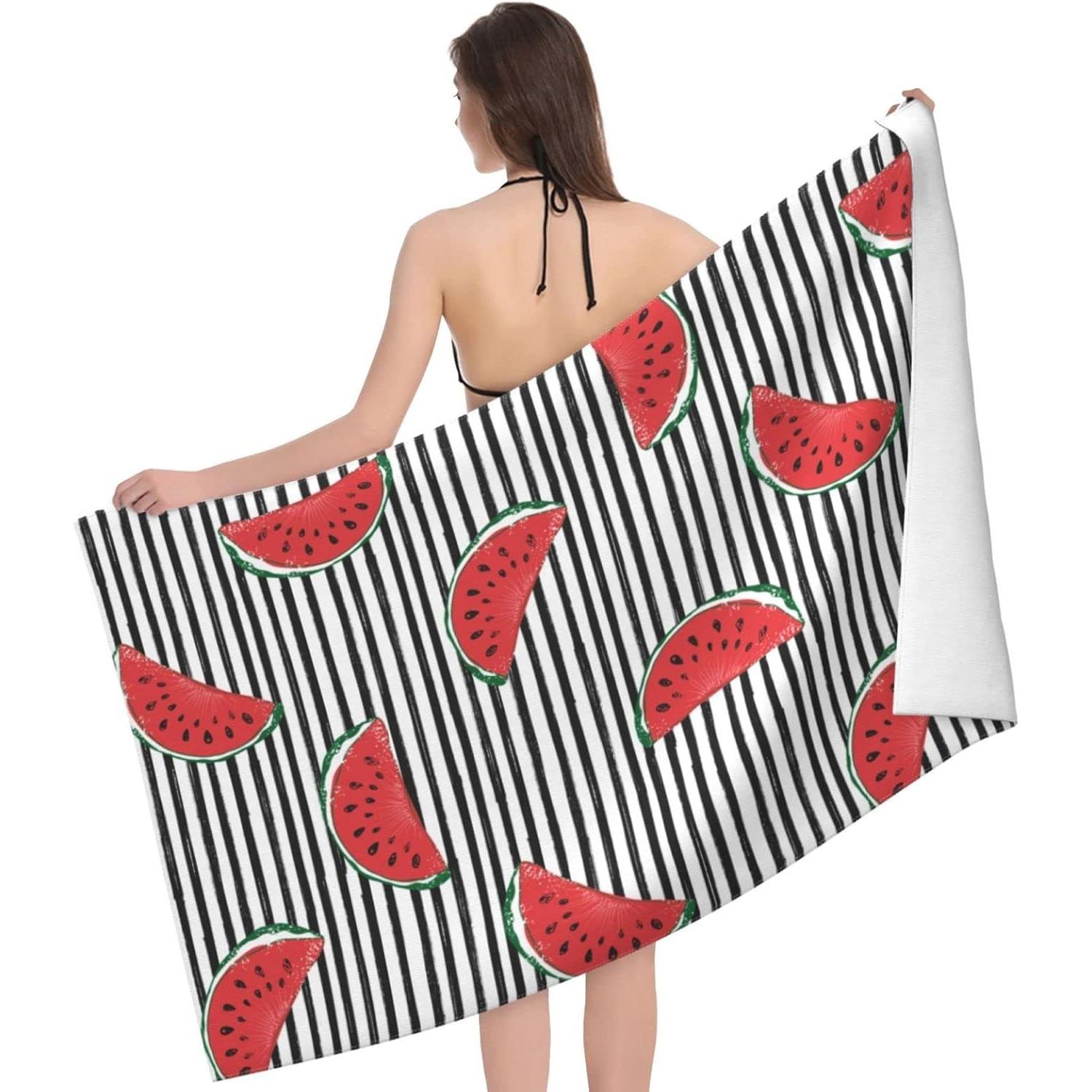 Fruit Watermelon Bath Towels,Fruit Beach Towel Quick Dry Bath Towels Soft Bath Towel for Swimming Camping Hotel Sports Bathroom W30*H60(CM)