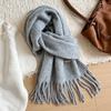 Winter Wool Scarf Women Luxury Two-Sides Cashmere Scarf Thickened Warm Shawl Classic Tassels Scarf Solid Soft Shawl