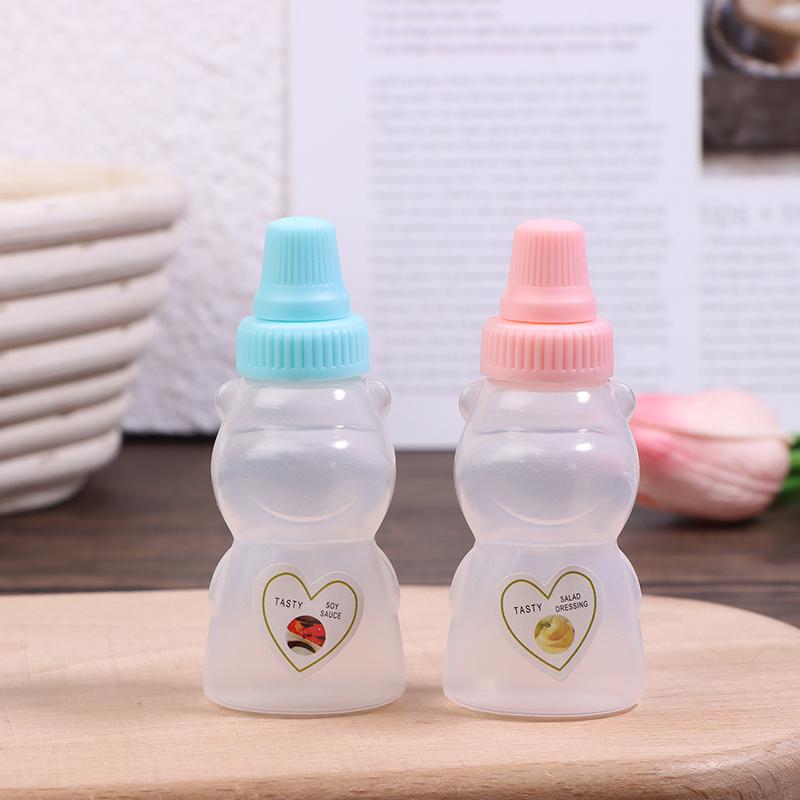 4Pcs Cartoon Mini Bear Sauce Squeeze Bottle Mini Bento Box Soy Sauce Box Tomato Sauce Honey Salad Sauce Container Accessories