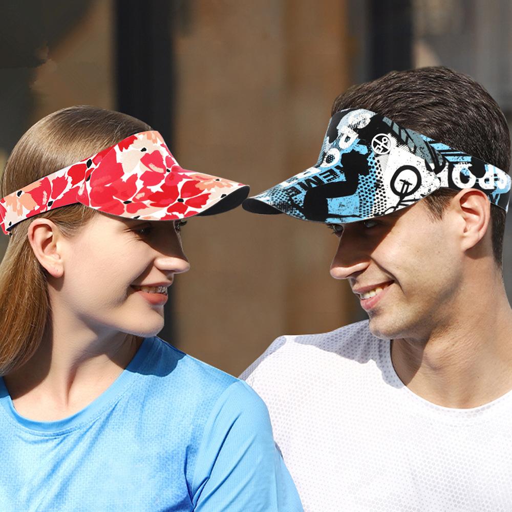 Unisex Printed Empty Top Sun Visor,Fashion Breathable UV Protection Hat,Lightweight Adjustable for Outdoor Sports,Hiking,Beach
