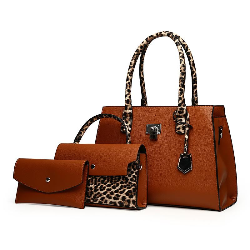 

Trendy Celebrity Shoulder Handbag Large Capacity Leopard Print Women S Suit Bag коричневый