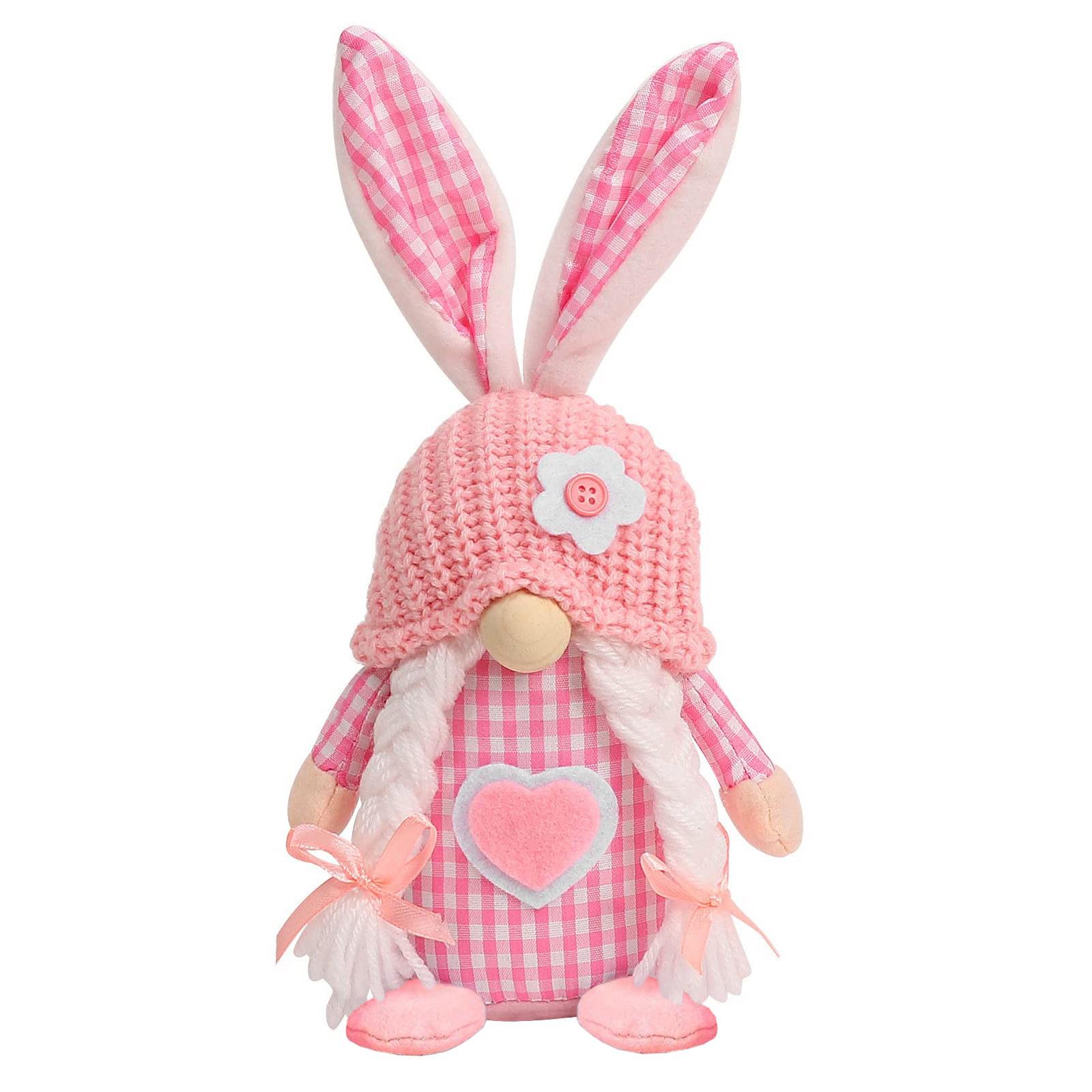 Easter Plaid Rabbit Ears Gnome Doll Decoration