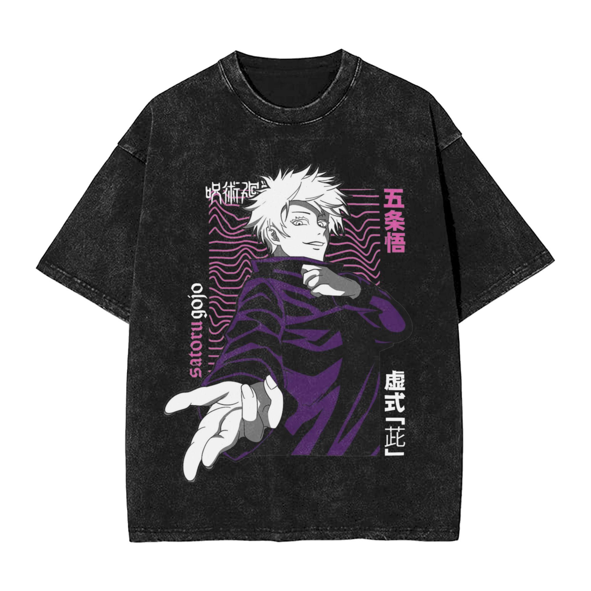 

Washed T Shirts Gojo Satoru Hip Hop Vintage TShirts Oversize JJujutsu KKaisen Streetwear Printed Tops Tee Shirt for Unisex Women S