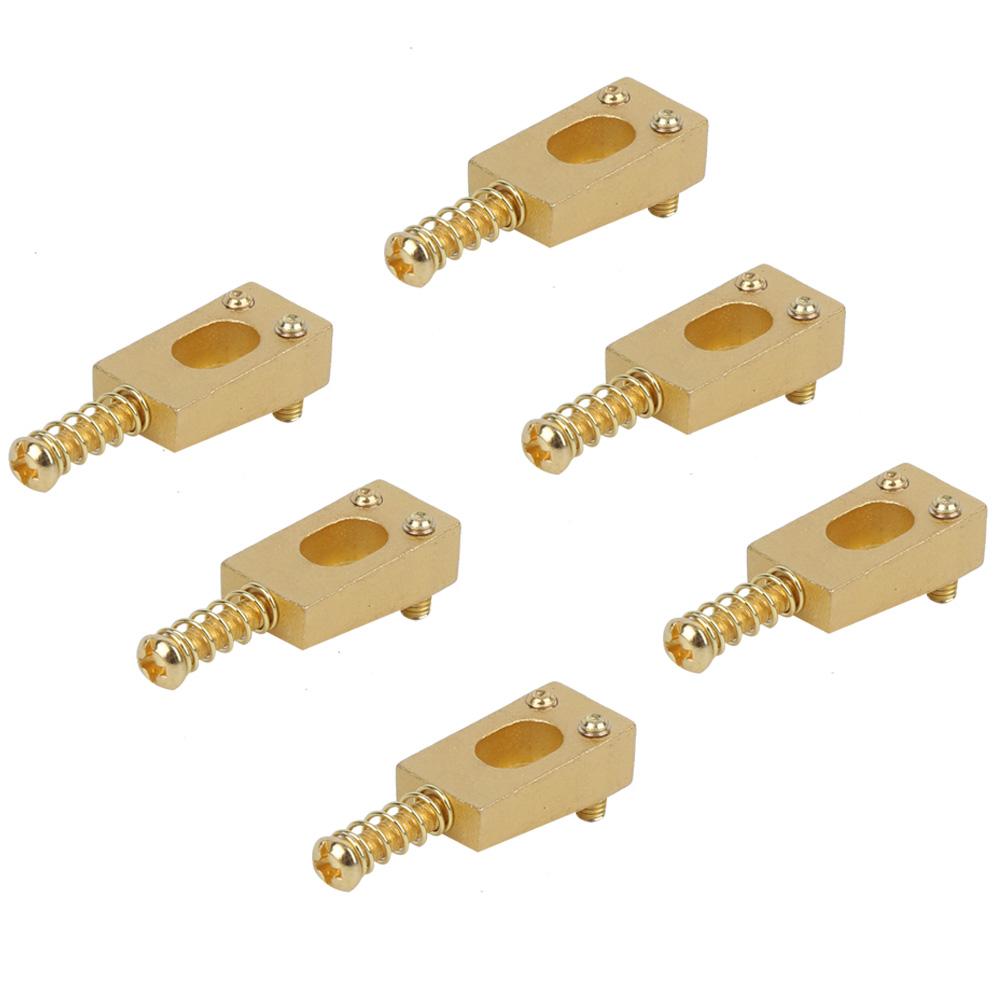 6Pcs Guitar Bridge Saddle Brass String Saddles Replacement Electric Guitar AccessoriesGold