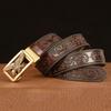 Male Belt Genuine Leather Belt for Men Carving Flower Pattern Animal Eagle Gold Automatic Buckle Belt Strap for Jeans