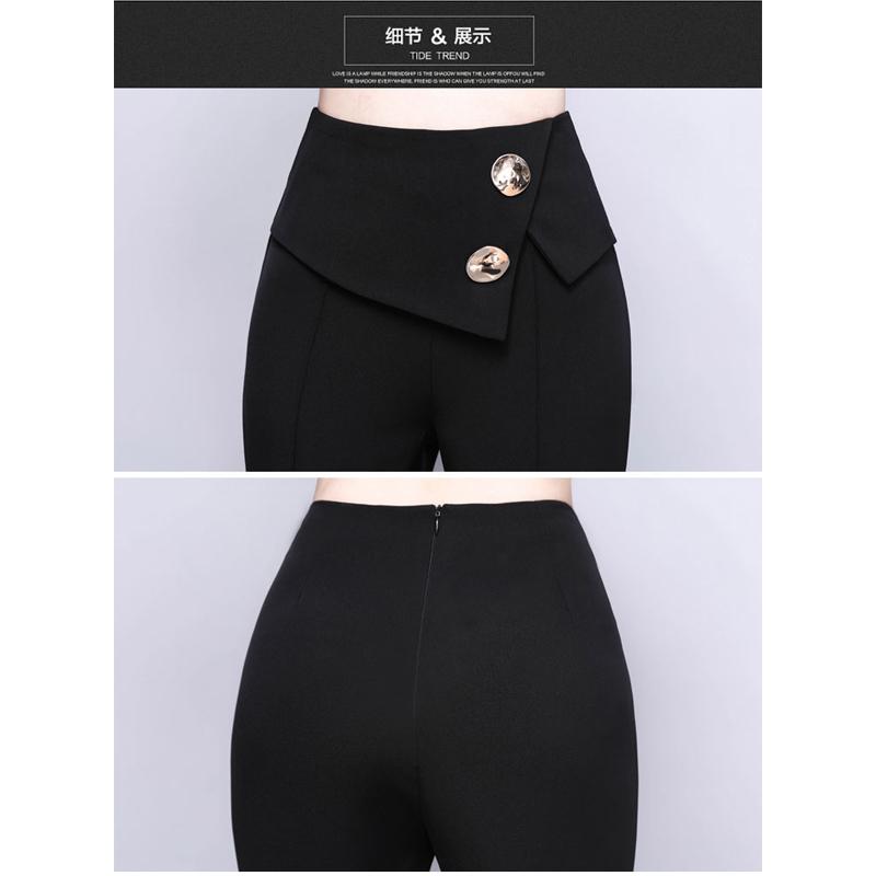Harajuku Summer OL Office High Waist Women's Wide Leg Capris Long Pants for Women Skinny Flare Pants Woman Trousers Black