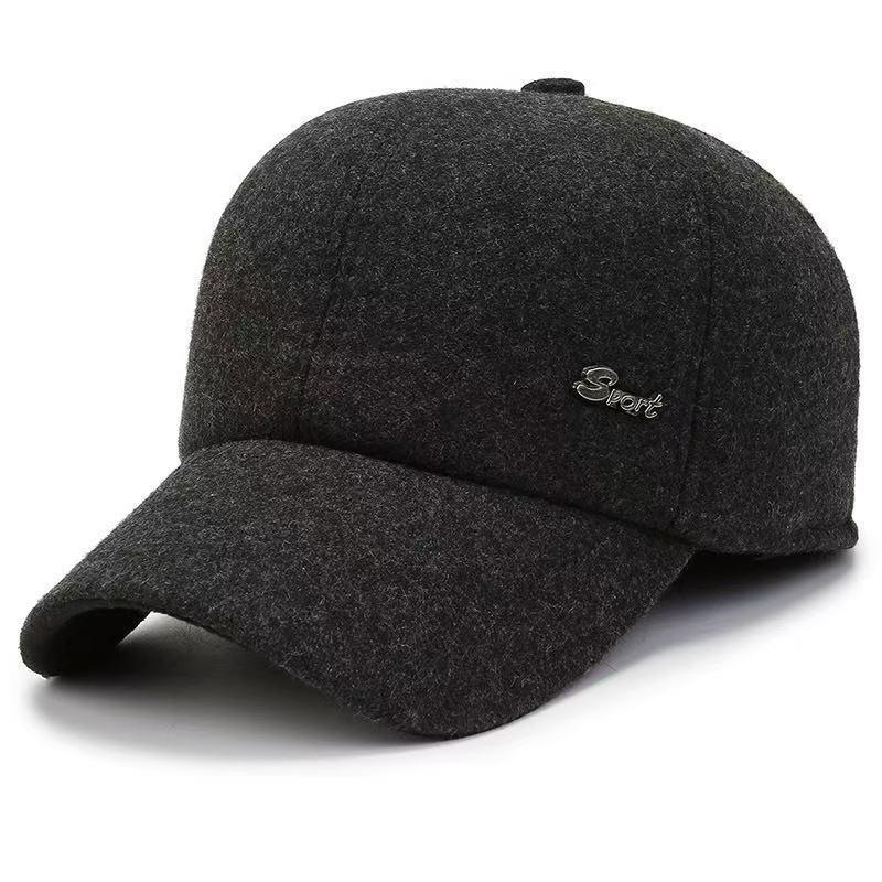 Winter Warm and Cold Ear Protection Cap Men's Outdoor Plush Woolen Baseball Cap Dad Old Man Hat