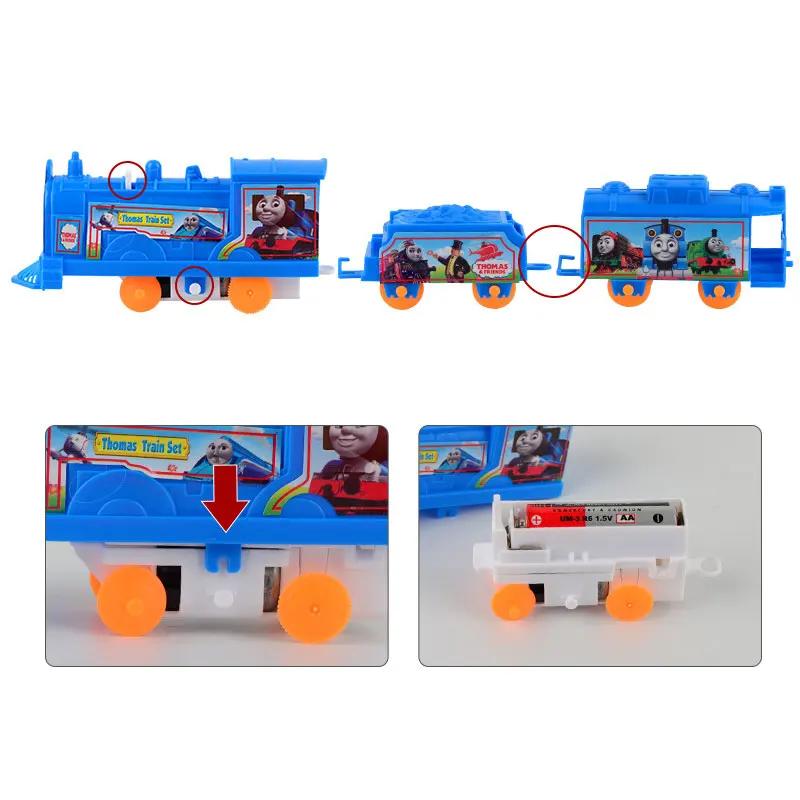 Thomas und seine Freunde elektrische Plastikbahn Kopf Kinderspielzeug mit Zwei Waggons Gleisset Weihnachtsgeschenk Spielzeug für Kinder