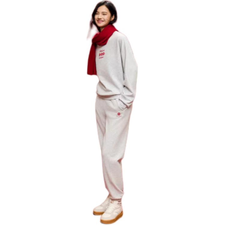Anta X Good Things Happen Collaboration Life Series Casual Simple Lace-Up Cuffed Fleece Loose Knit Sports Pants Women Bottoms 962618302-1