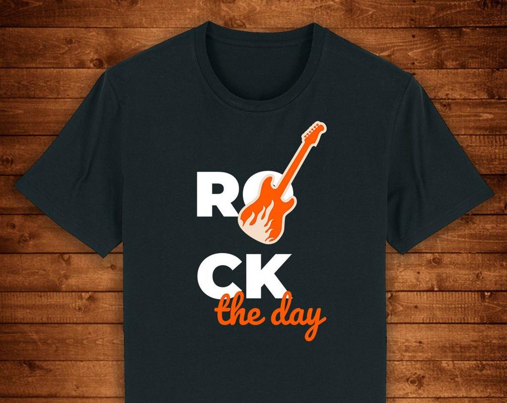 Rock the Day Electric Guitar Music / T Shirt Unique Design Street Wear Art Urban Graphic Tees Top