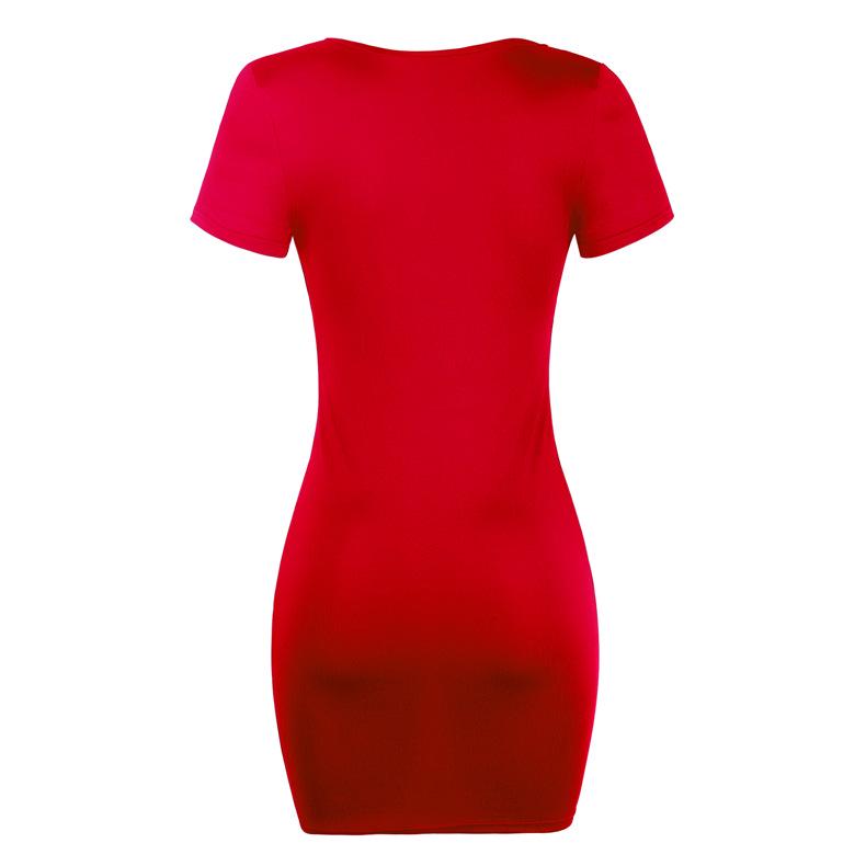 BITCED Sexy Wrap Hip Solid Colour Short Sleeve Dresses for Women