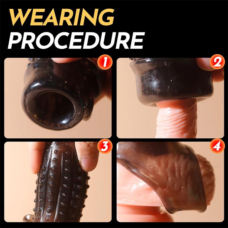 Penis Enlargement Sleeve Stronger Erection Cock Sleeve Delay Ejaculation Cock Rings Sex Toys For Men Couples Adult Supplies