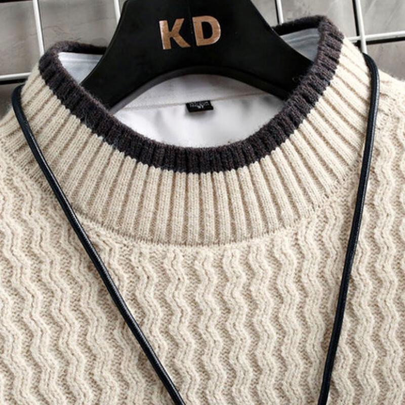 Maoren Men's Warm Round Neck Pullover Knit Sweater