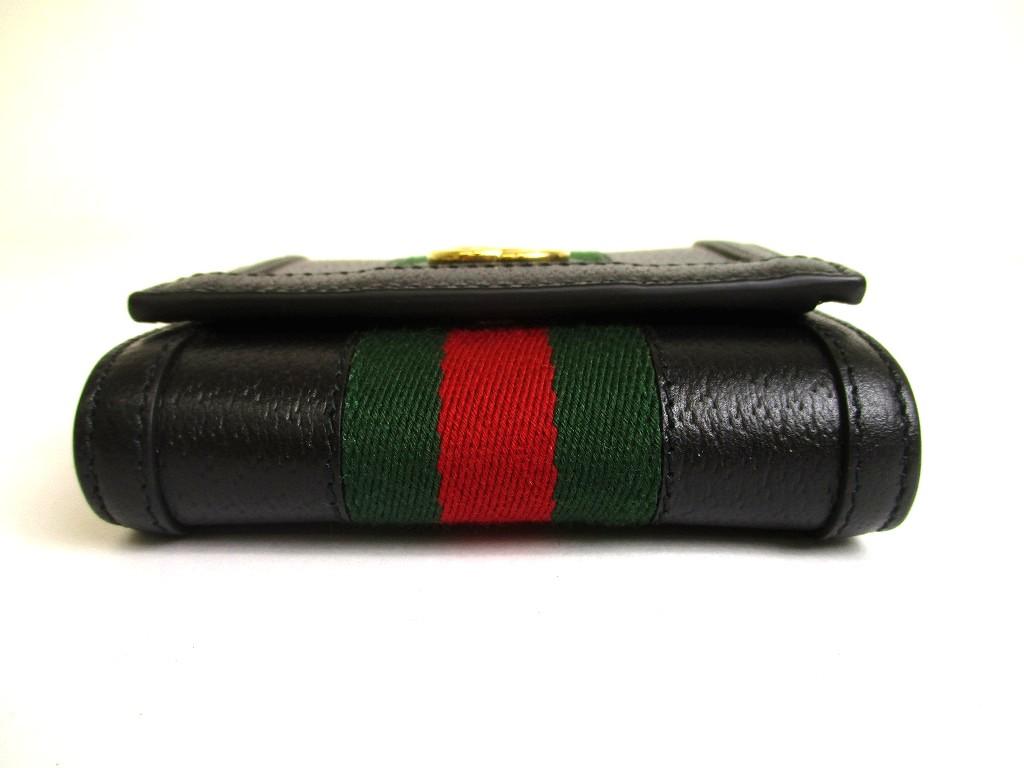 Authentic GUCCI Double G Black Leather Web Stripe Ophidia Bifold Wallet # A851  Refurbished
