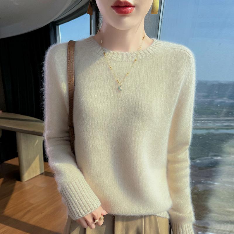 Women's Thickened Round Neck Cashmere Sweater - Autumn/Winter Loose Knit Pullover