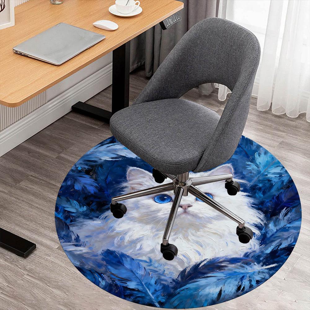 

1pc cat feathers Round Chair mat office Area Rug - Non-Slip, Floor Mat for Office, Bedroom, and Indoor Decor p127020 80cm by 80cm