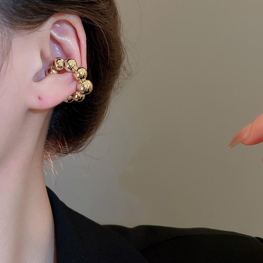 Rhinestone Pearl Heart Tassel Ear Cuff - Elegant Retro French Style Earring