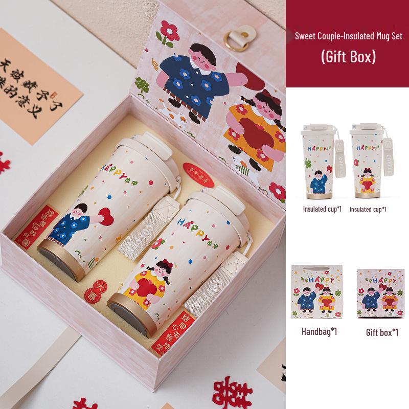 Elegant Thermos & Coffee Cup Set: Perfect Engagement or Newlywed Gift for Best Friend