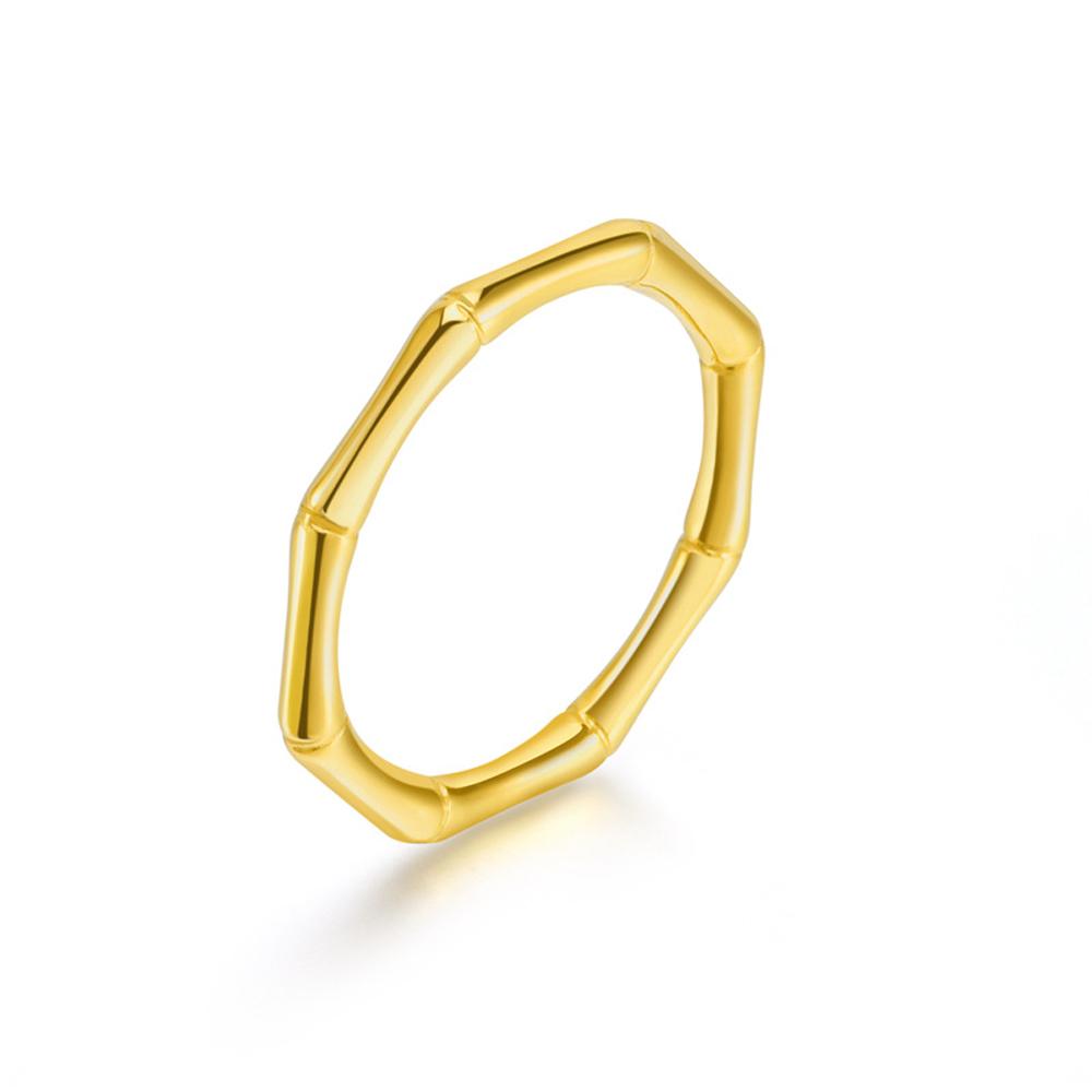 Titanium Steel Bamboo-Inspired Minimalist Ring 18K Gold Plated Slim Pinky Jewelry Korean Style Hypoallergenic Unisex Rings