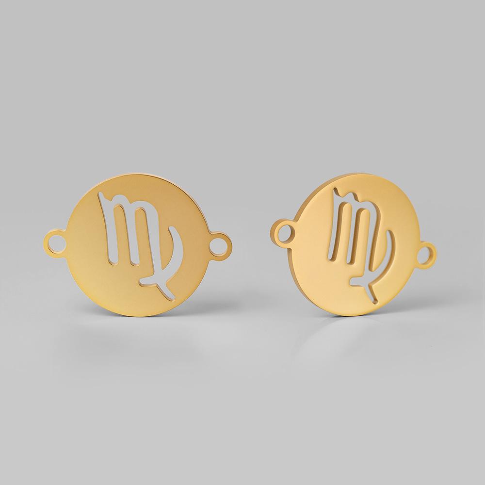 5pcs/lot 316 Stainless Steel Gold Plated 12 zodiac signs Small Charms Connector Pendant For Necklace DIY Jewelry Making