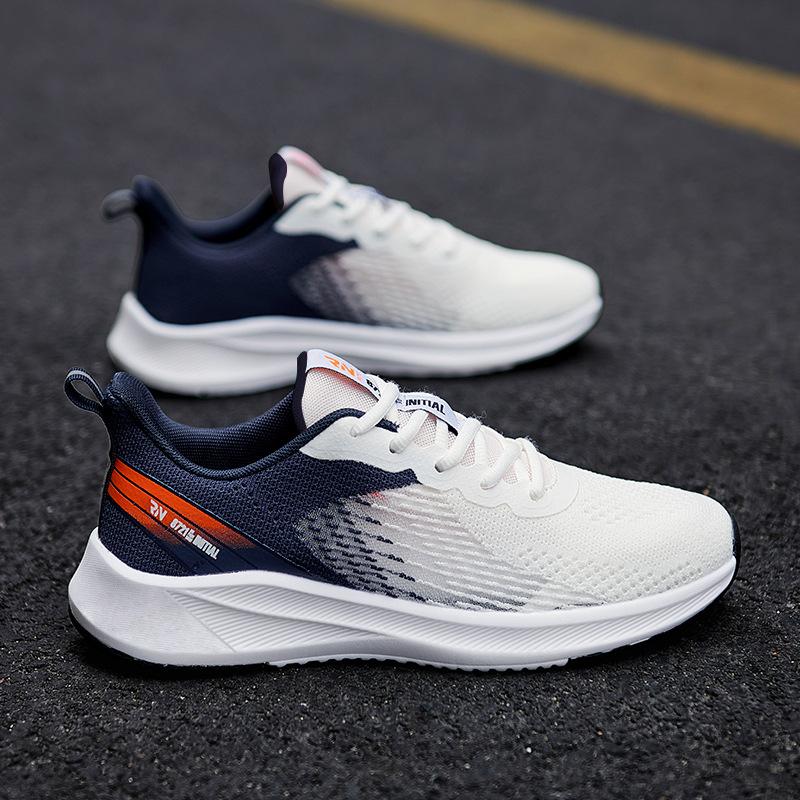 Men's shoes 2025 trendy new sports and leisure thin breathable student mesh lightweight height increase flying woven running trendy shoes