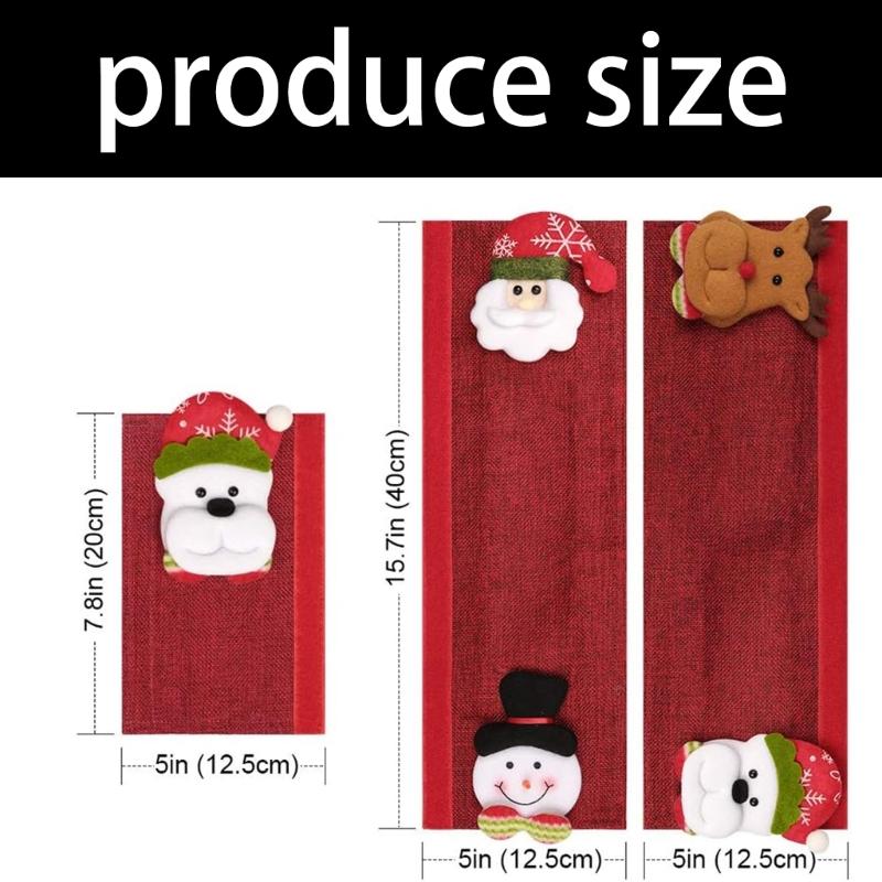 Holiday Appliance Sleeve Set of 8, Soft Fabric Refrigerator Pull Sleeves with Hook and Loop Closure for Christmas Kitchen Accent Display