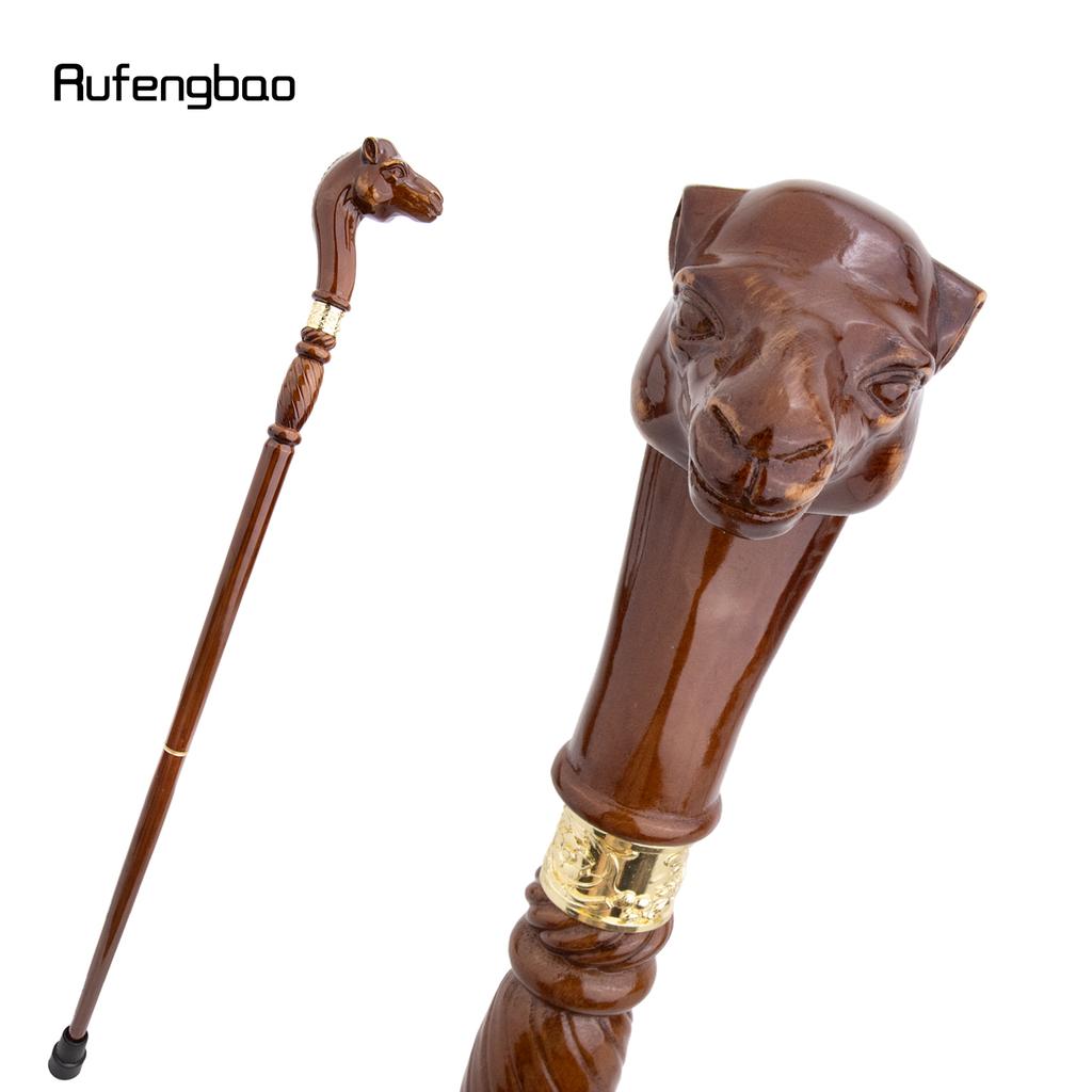 Camel Brown Wooden Fashion Walking Stick Decorative Vampire Cospaly Party Wood Walking Cane Halloween Mace Wand Crosier 94cm