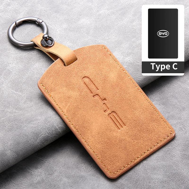 Sheepskin Leather Car NFC Card Samrt Remote Key Cover Case Shell Protector Holder For BYD S7 S6 L3 M6 F3 F0 Keychain Accessories