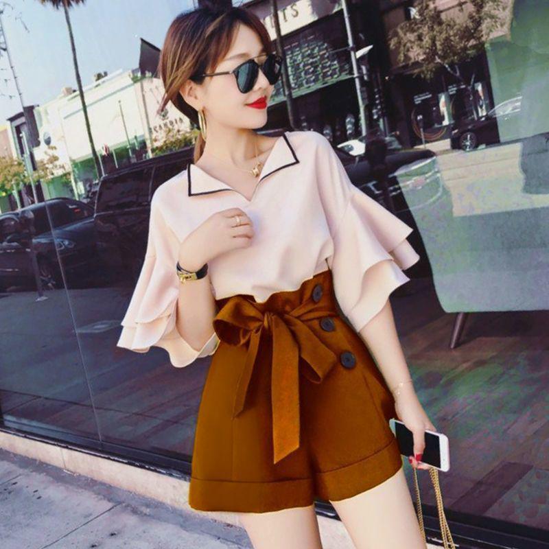 

Petite Sweet Style Two-Piece Set for Women (145cm-155cm) - Trendy Short Pants Outfit 4XL (about 151-170 lbs)