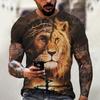 3D Lion Printed T-Shirt Summer Clothes Short Sleeve Streetwear Vintage Tops Tee Shirt Men Clothing