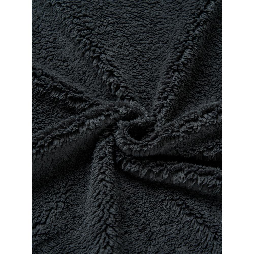 Daiso [comun] Vestă pufoasă cu fermoar lână L negru gri