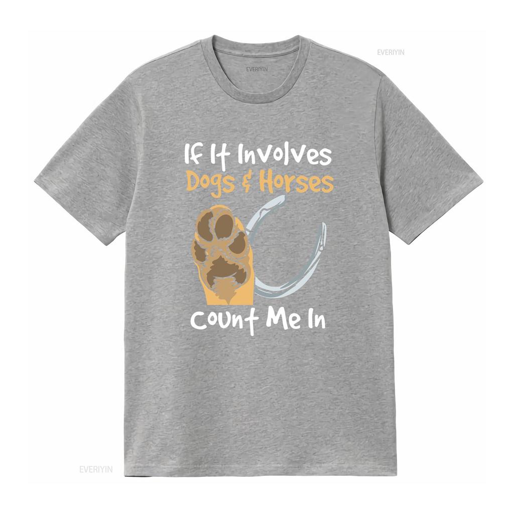 Equestrian Riding T Shirt Horse Lover Trainer If It Involves Dogs Horses  vintage Washed streetwear designer clothes graphic