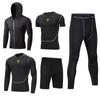 Men's 5-Piece Quick-Dry Sports & Fitness Set: Gym, Running, Basketball - All Seasons