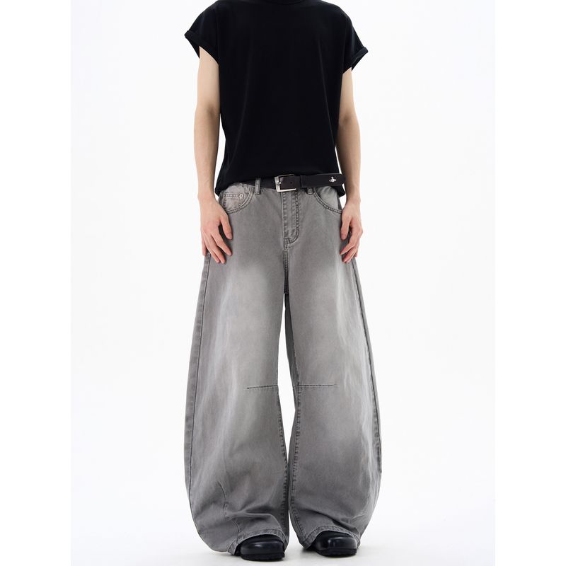 Kisko New Retro Three-Dimensional Cut Distressed Wide-Leg Scimitar Pants Unisex Trendy Brand Cool Loose Casual Pants