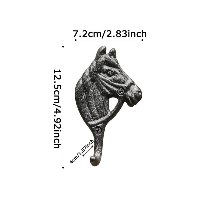 WTEMPO Cast Iron Retro Horse Shaped Hooks Wall-mounted Decorative Hooks Household Coat and Hat Hooks Outdoor Indoor Use Yard Garden Farm Villa Hooks