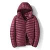 Men Down Coat Hooded Lightweight Warm Winter Jacket Long Sleeve Zipper Closure Windproof Cold Weather Outerwear