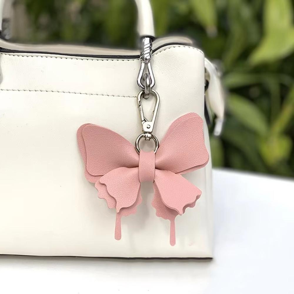 Retro Colorful Butterfly Pendant Keychains Leather Exquisit Backpack Decoration Accessories Personalized Bag Pendant