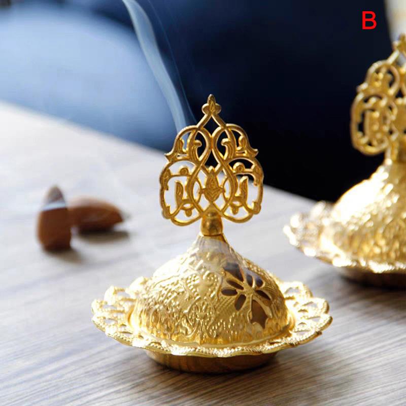 1PC kadidelnice dutá Golden Tower Oil Burner Arab Style Držák kadidelnice pro domácnost